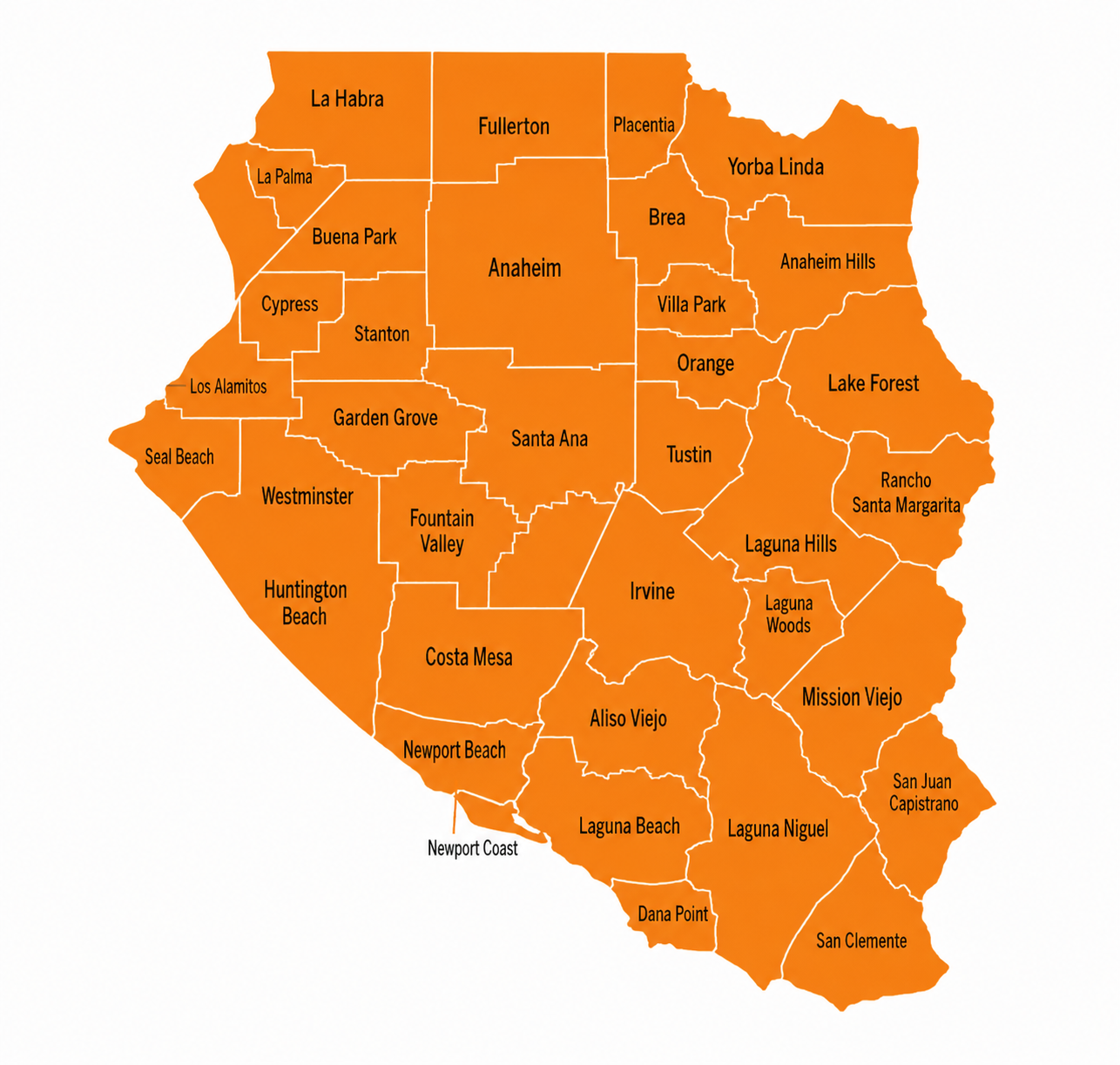 Orange County service area map